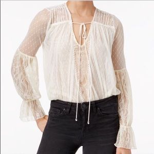 FINAL SALE: Free People Sheer Lace Cream Blouse